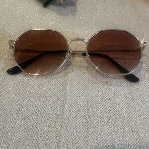 Stylish Octagonal Sunglasses with Brown Lenses